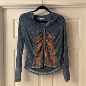 DR2 blue orange floral Top size XL fits medium